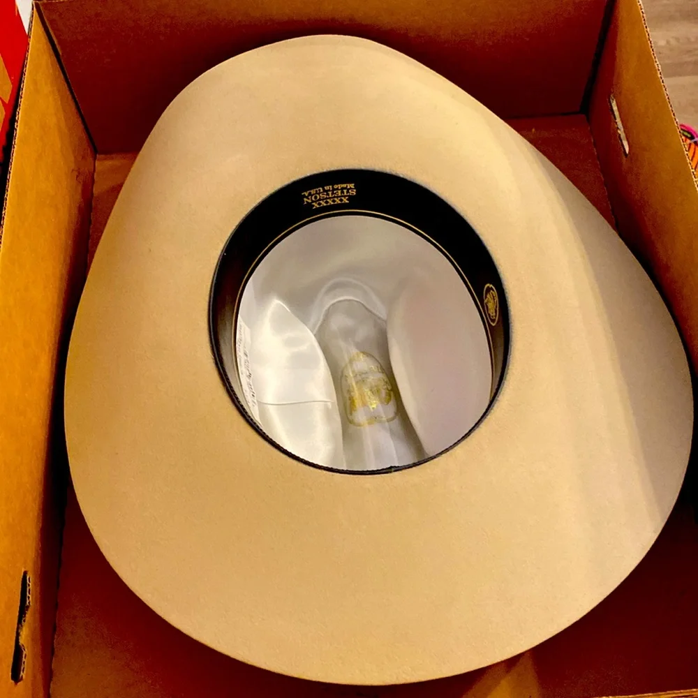 Vintage Stetson D4 Ranch Tan 4” Brim Cowboy Hat Size 7 1/4 MADE in USA PRICE… - Picture 15 of 16
